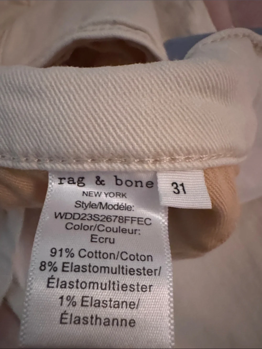 rag & bone Cream Women's Jeans
